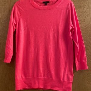 J Crew Neon Pink 3/4 sleeve Sweater